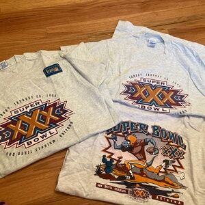JACKPOT !!!! THREE  VINTAGE SUPER BOWL T-SHIRTS One is new with tags!